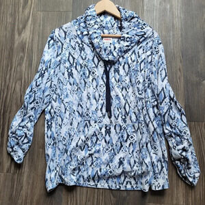Ruby Red Women's Pullover Sweater Size Large Blue Kangaroo Pocket Long Sleeve